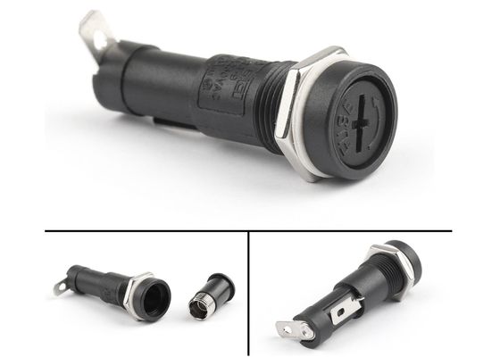 低電圧の銃剣の6x30mmの陶磁器のヒューズのガラス ヒューズのための横のR3-9パネルの台紙のタイプ ヒューズのホールダー15A 250V