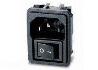 IEC 60320 C14 3PINの電気交流電力のプラグのオンオフ スイッチが付いている女性のソケット15A 250V ACねじ台紙